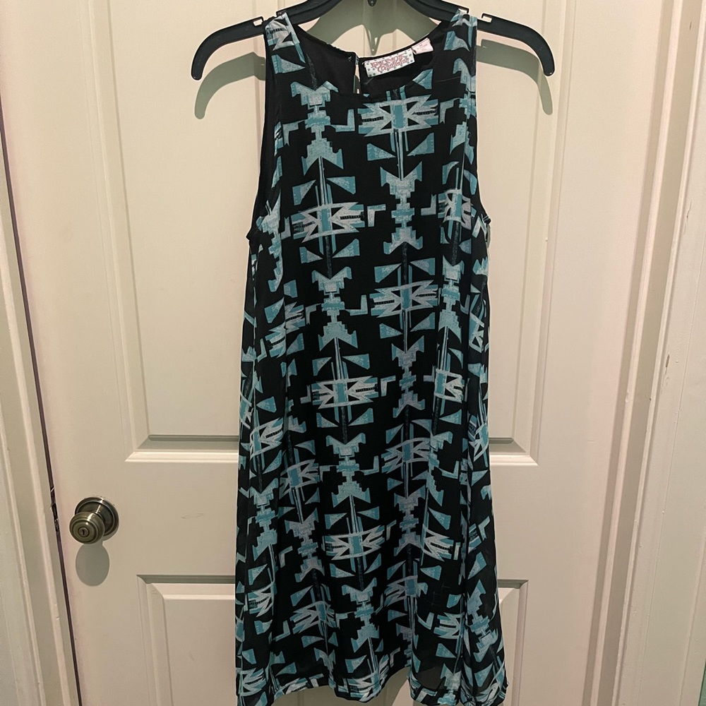 Western dress  pink Cadillac  black with turquoise size medium